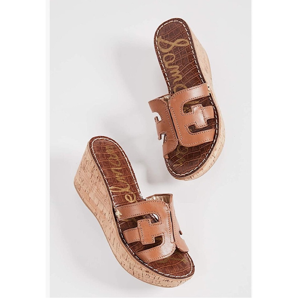 Sam Edelman Regis Saddle Brown Wedge Sandals